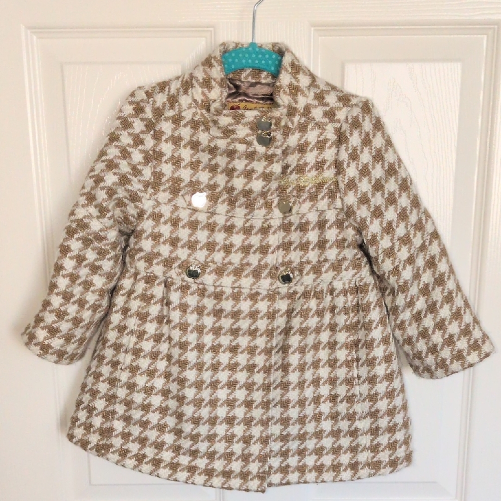 Apple Bottoms Gold & White Houndstooth Jacket - 2T